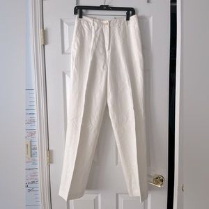 Saks Fifth Avenue “the works” 100% linen white trousers.
